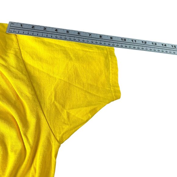 Vintage Nike Swoosh T-Shirt Men XL Yellow 100% Cotton Crew Neck 90s Pullover - Picture 7 of 9